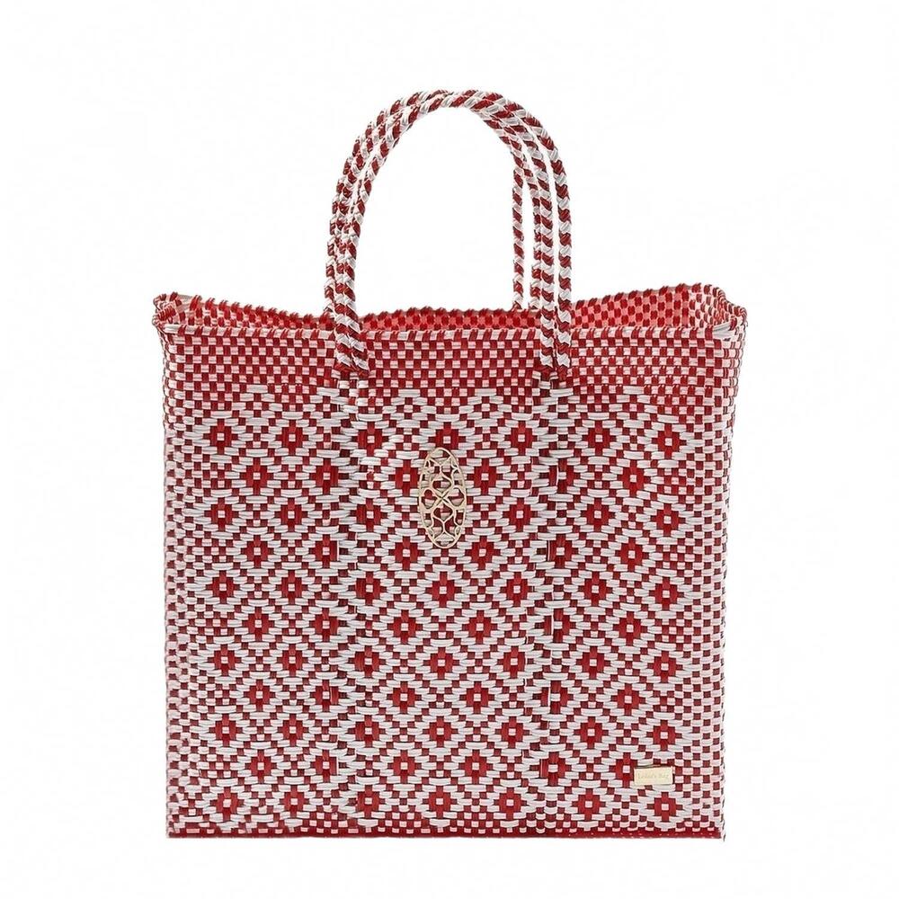 NEW LOLA'S BAG women's medium handmade aztec regular strap tote bag in red